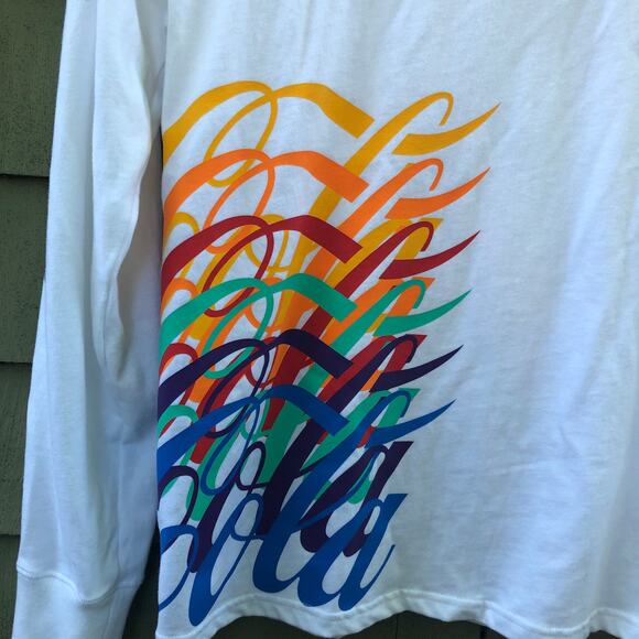 Champion X Coca Cola Logo Long Sleeved Shirt White Limited Edition Collab Small - Picture 8 of 9